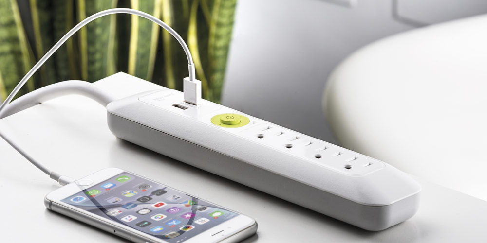 Power Strip with Four AC Outlet and 2 USB Ports by Easylife Tech White